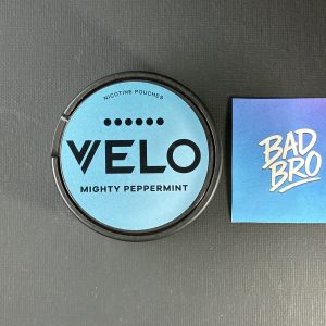 VELO Mighty Peppermint 17mg nicotine pouches tin front packaging Canada